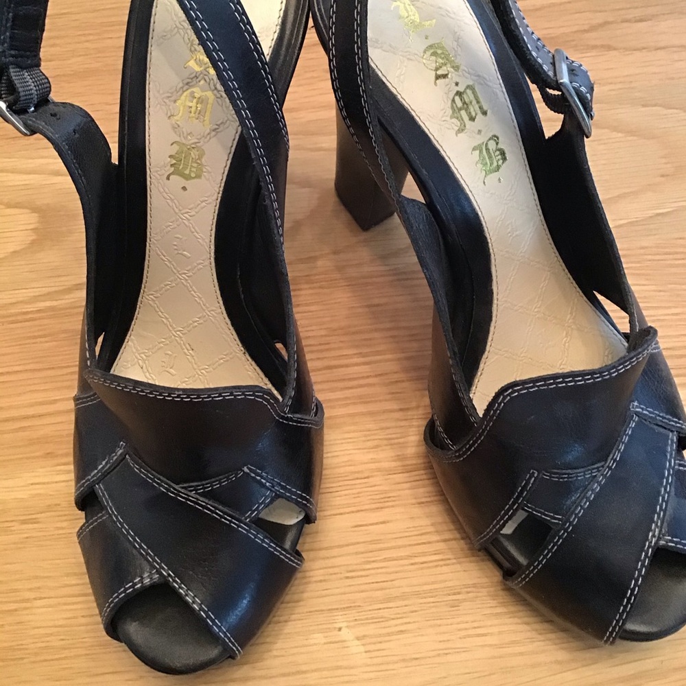 L.A.M.B. Basket toe chunky heels